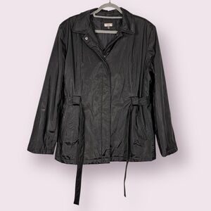 Giacca Black Belted Raincoat Jacket Size XL
